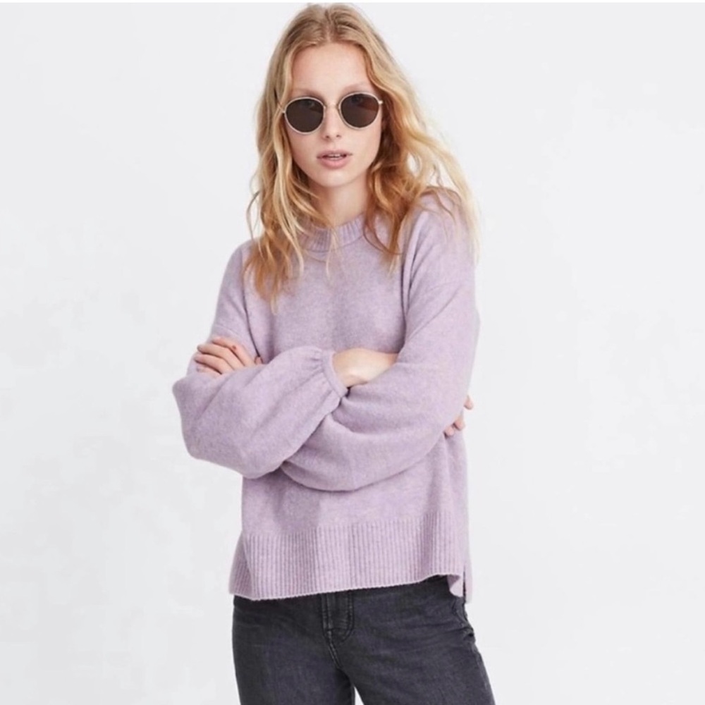 Madewell Payton Pullover Sweater Coziest Yarn in Heather Lilac sz M